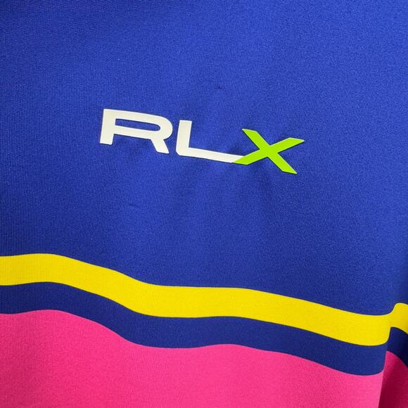 RLX Polo Shirt Mens Medium Blue Pink Green Yellow Golf Bird Logo Ralph Lauren - Picture 5 of 10